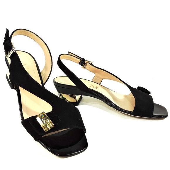 ALESSANDRO DI MARIA 🇮🇹 WOMEN'S BLACK SUEDE SUMMER SANDALS - Picture 1 of 8